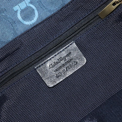 Salvatore Ferragamo Gancini Shoulder Bag Canvas, NAVY, CANVAS, Shoulder bag