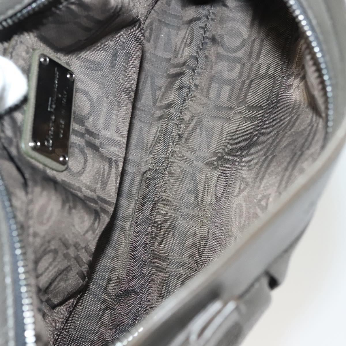 Salvatore Ferragamo Gancini Shoulder Bag Leather, GRAY, LEATHER, Shoulder bag