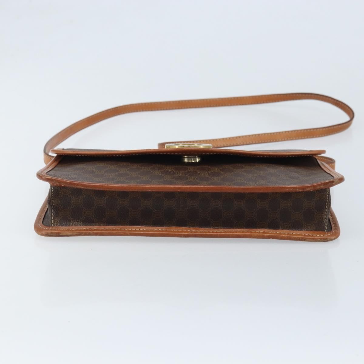 Celine Vintage Macadam Circle Logo Shoulder Bag Canvas and Leather, Brown, Canvas, Shoulder Bag