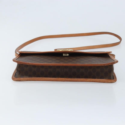 Celine Vintage Macadam Circle Logo Shoulder Bag Canvas and Leather, Brown, Canvas, Shoulder Bag