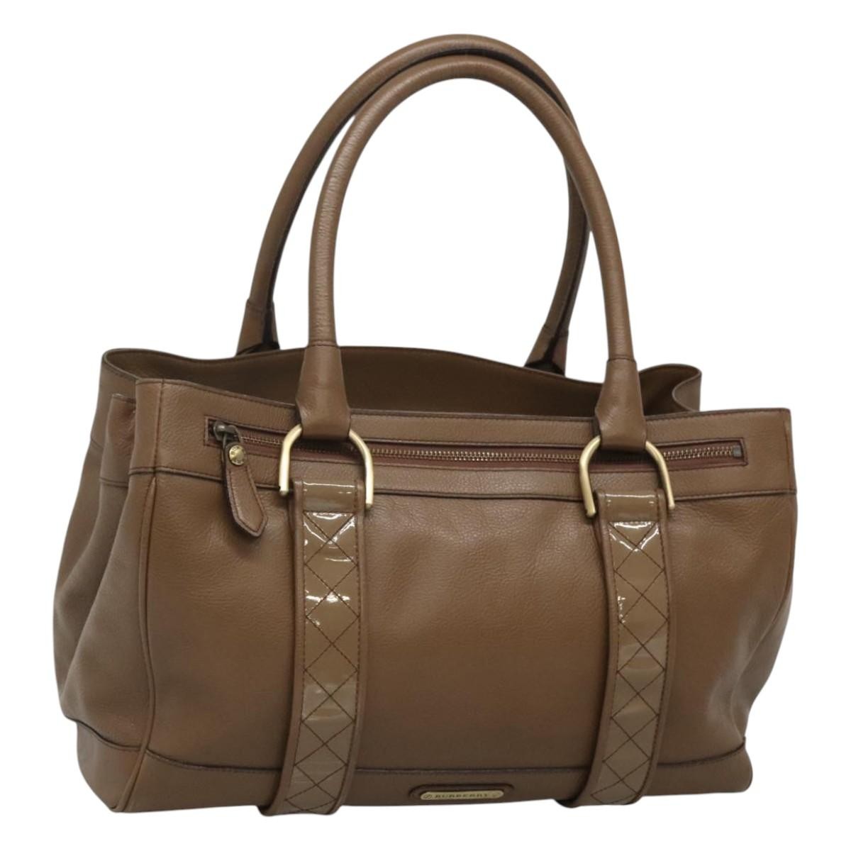 Burberry Nova Check Tote Leather, BROWN, LEATHER, Tote bag