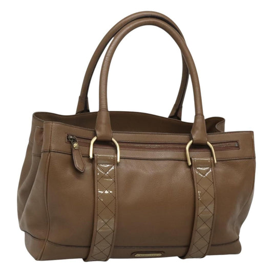 Burberry Nova Check Tote Leather, BROWN, LEATHER, Tote bag
