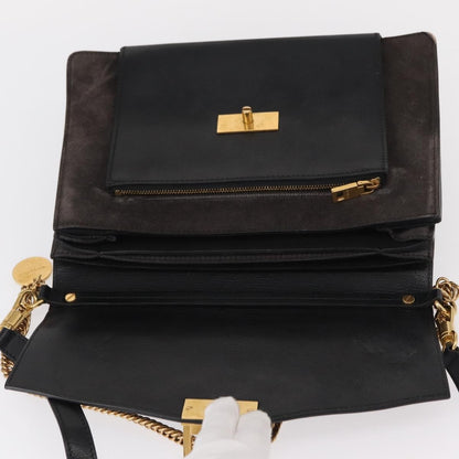 Givenchy GV3 Flap Bag Leather, BLACK, LEATHER, Shoulder bag