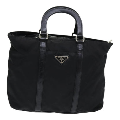 Prada Convertible Zip Tote Tessuto with Leather, BLACK, NYLON, Tote bag