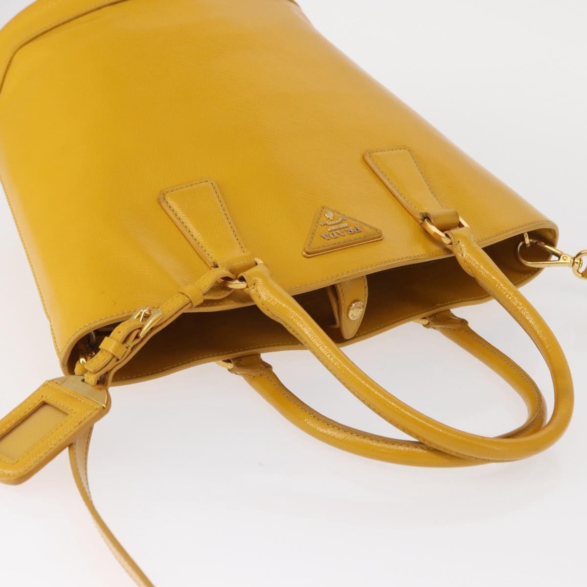 Prada Lux Convertible Bucket Tote Saffiano Leather, YELLOW, LEATHER, Handbag