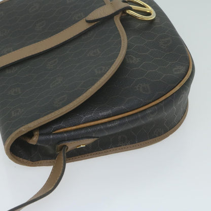 Christian Dior Vintage Honeycomb Flap Crossbody Bag Canvas and Leather, BLACK, CANVAS, Crossbody bag