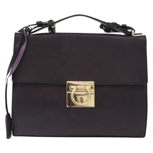 Salvatore Ferragamo Gancini Shoulder Bag Leather, PURPLE, LEATHER, Shoulder bag