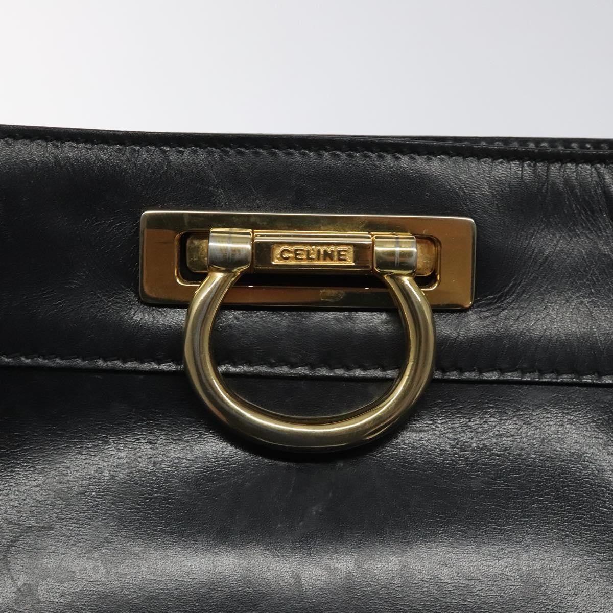 Celine Shoulder Bag Leather, BLACK, LEATHER, Shoulder bag