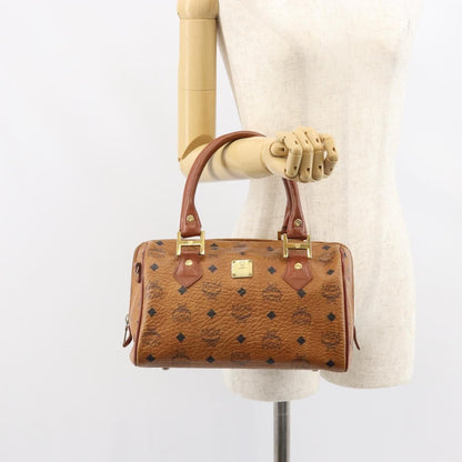 MCM Visetos Handbag Canvas and Leather, BROWN, CANVAS, Handbag