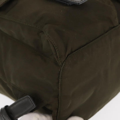 Prada Vela Double Front Pocket Backpack Tessuto with Saffiano Leather, KHAKI, NYLON, Backpack