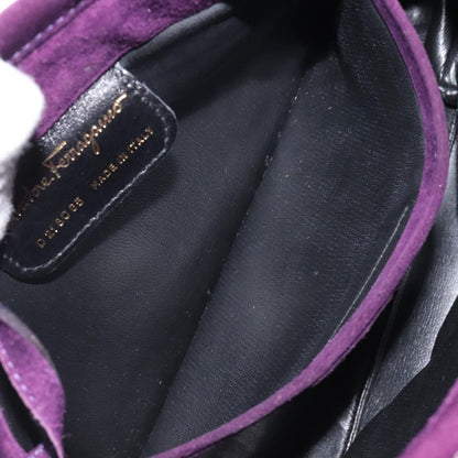 Salvatore Ferragamo Vala Shoulder Bag Suede, PURPLE, SUEDE, Shoulder bag