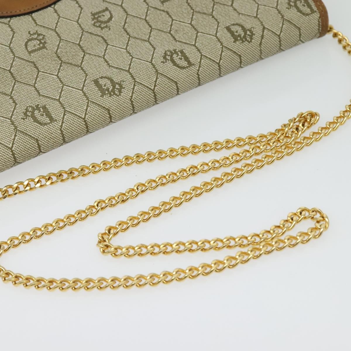 Christian Dior Vintage Honeycomb chain Canvas, BEIGE, CANVAS, Handbag