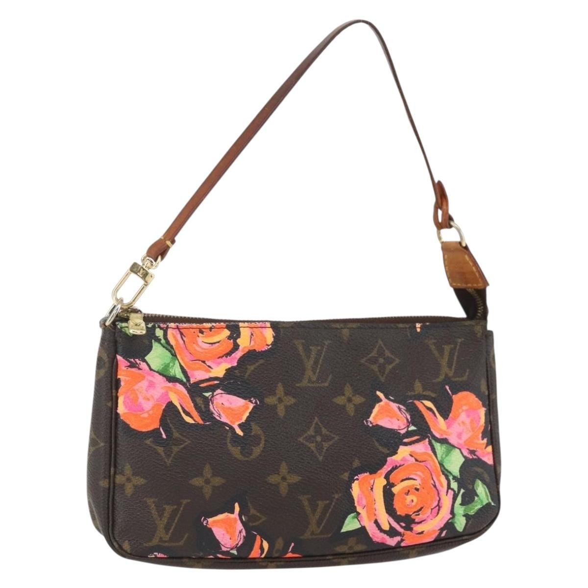 Louis Vuitton Pochette Accessoires Limited Edition Monogram Roses, BROWN, CANVAS, Clutche & pouche