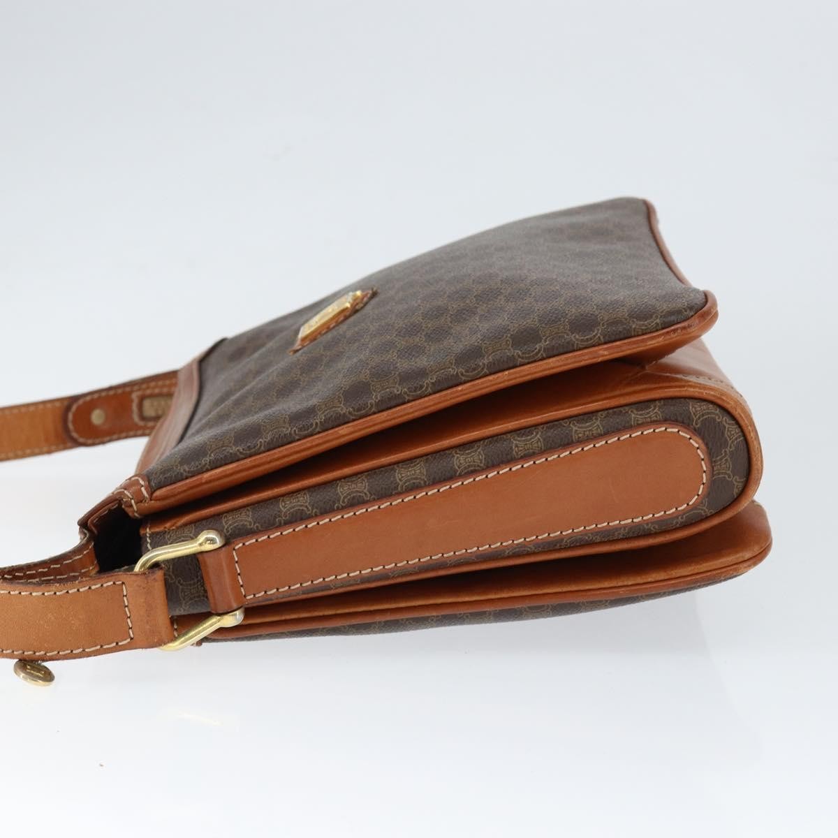 Celine Macadam Shoulder Bag PVC Leather, BROWN, CANVAS, Shoulder bag