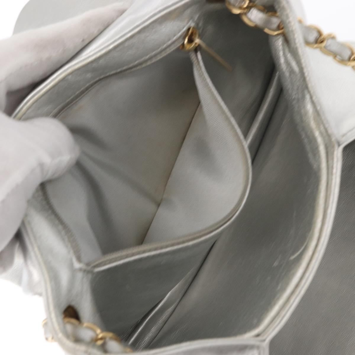 Chanel Mademoiselle Lock Accordion Flap Bag Quilted Lambskin, SILVER, LEATHER, Shoulder bag