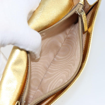 Prada Continental Wallet Saffiano Leather, GOLD, LEATHER, Wallets
