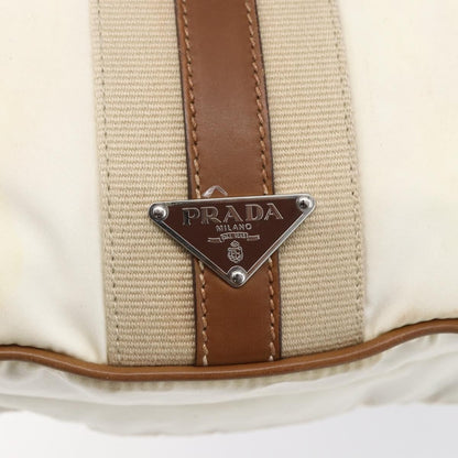 Prada Vintage Shoulder Bag Nylon and Leather, BEIGE, NYLON, Shoulder bag