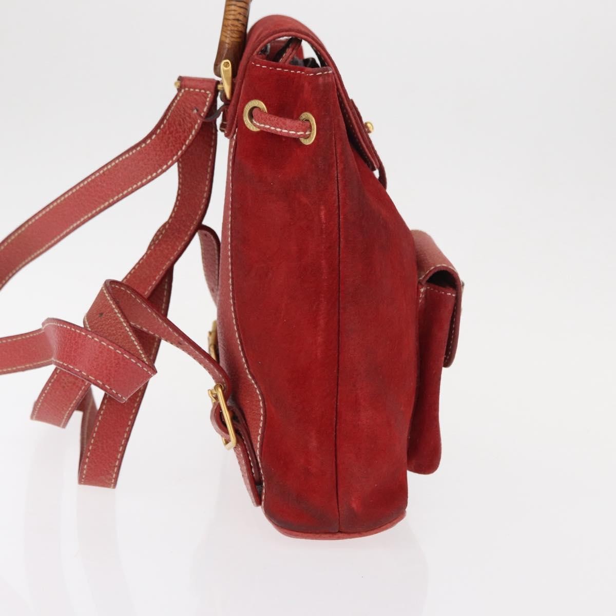 Gucci Vintage Bamboo Backpack Suede, RED, SUEDE, Backpack