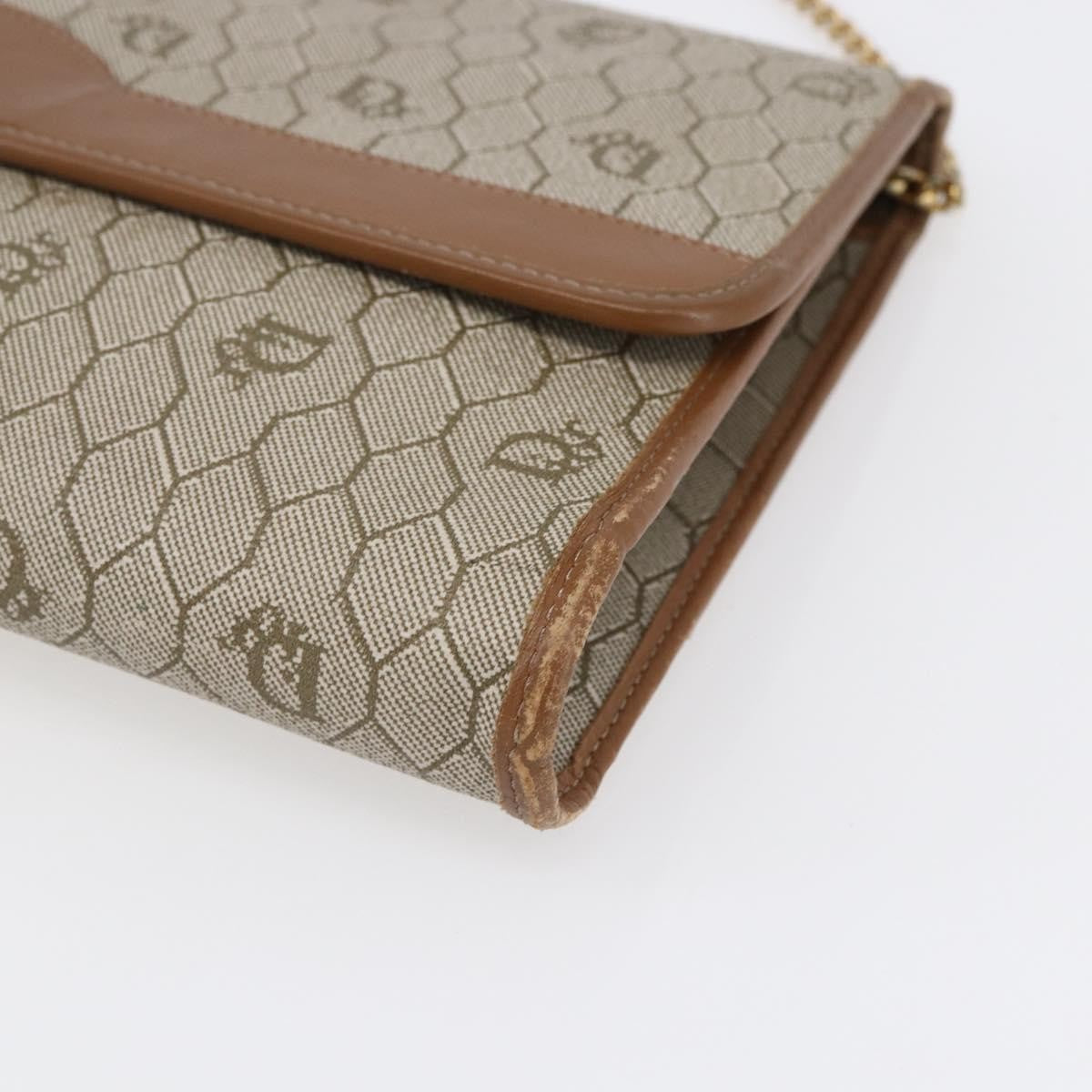 Christian Dior Vintage Honeycomb chain Canvas, BEIGE, CANVAS, Shoulder bag