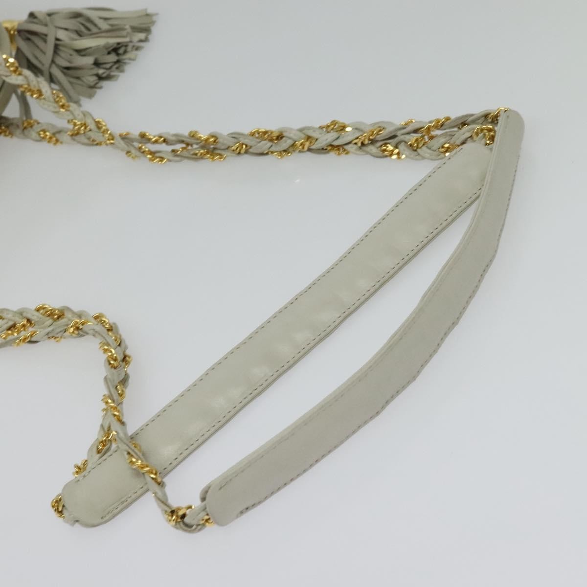 Bally Vintage Chain Shoulder Bag Quilted Leather, ECRU, LEATHER, Shoulder bag