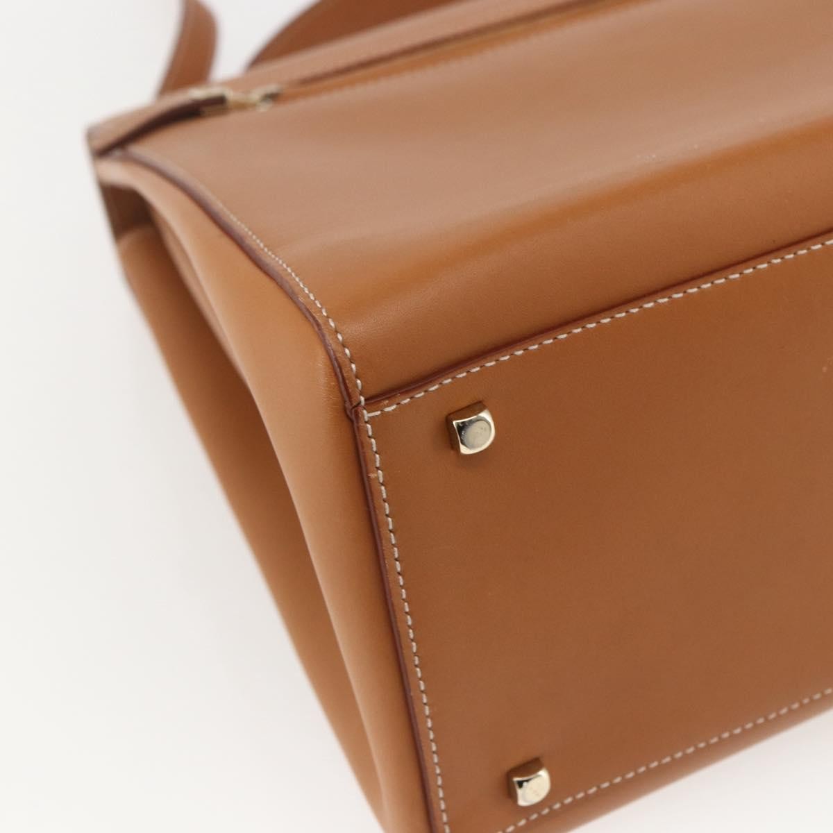 Salvatore Ferragamo Gancini handbag Leather, BROWN, LEATHER, Handbag