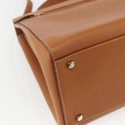 Salvatore Ferragamo Gancini handbag Leather, BROWN, LEATHER, Handbag