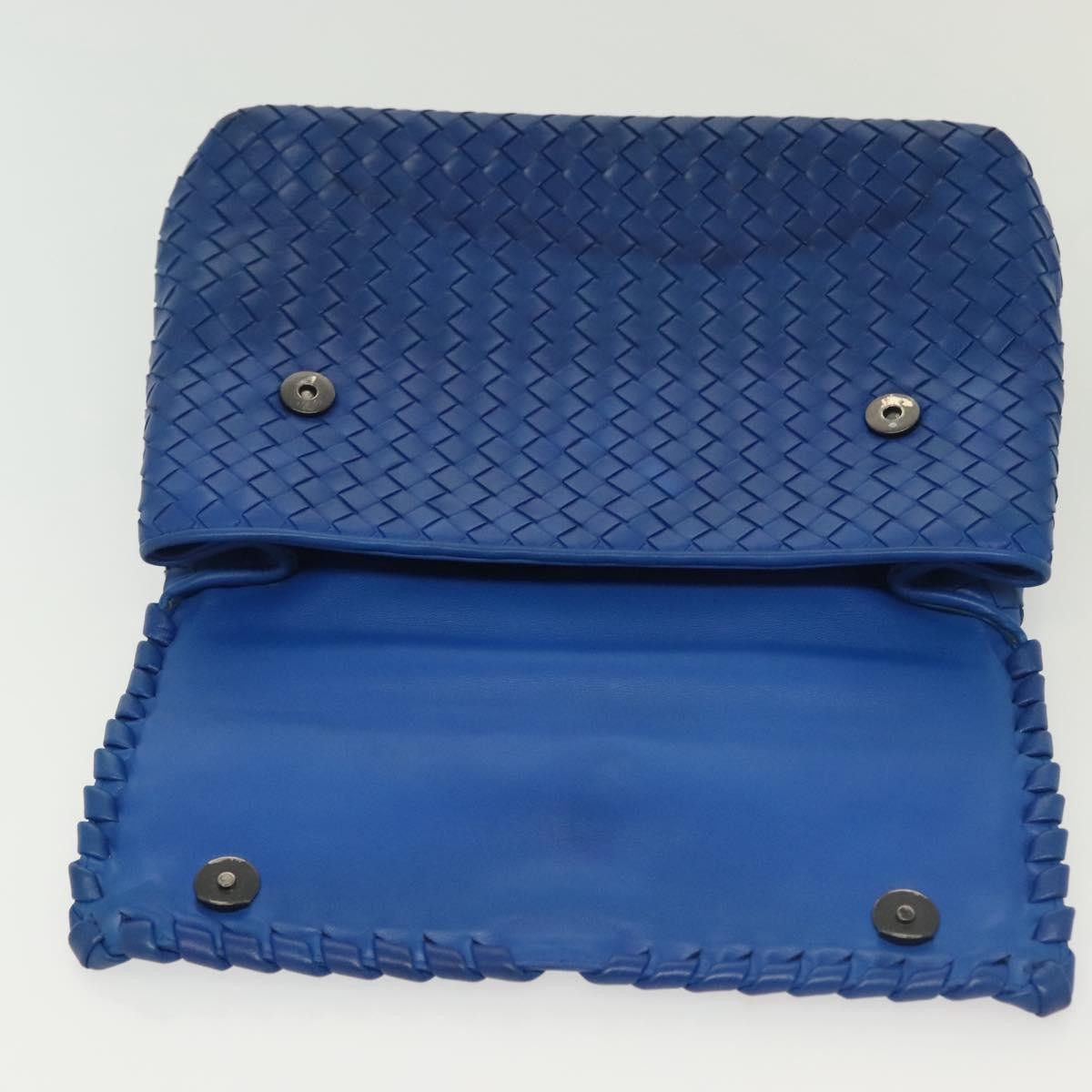 Bottega Veneta Olimpia Shoulder Bag Intrecciato Nappa, BLUE, LEATHER, Shoulder bag