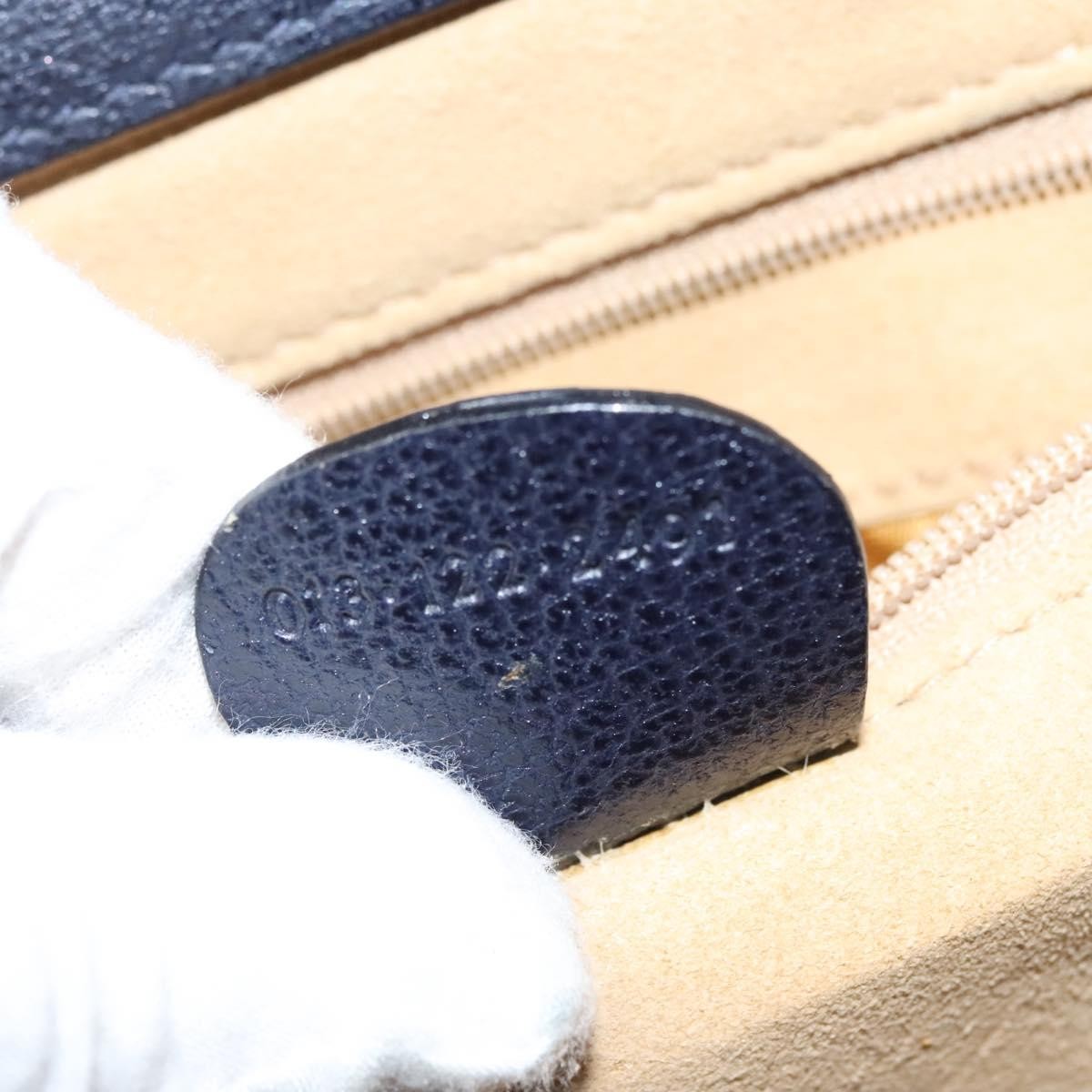 Gucci Vintage Bamboo Vanity Case Leather, NAVY, LEATHER, Handbag