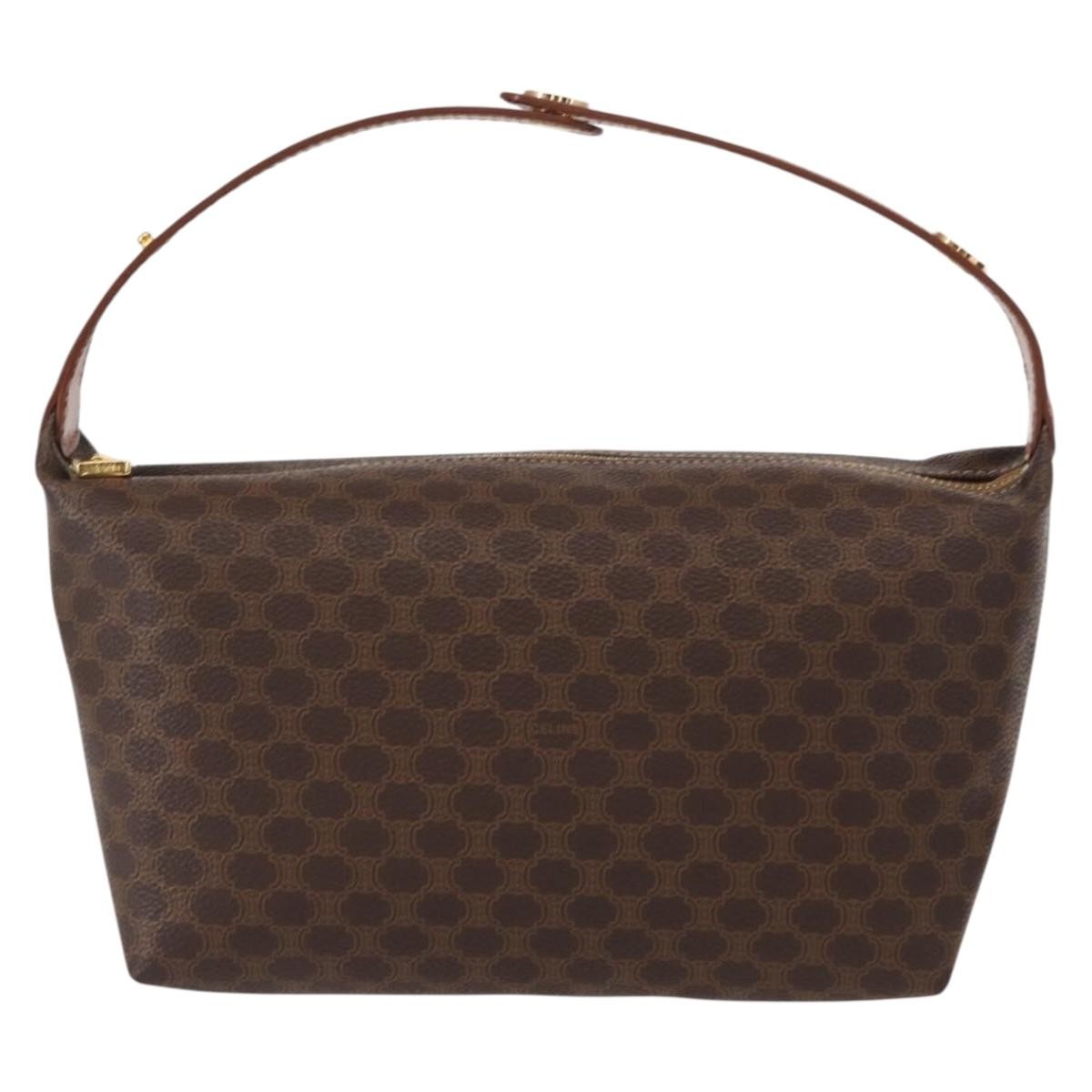 Celine Vintage Macadam Handbag Canvas, BROWN, CANVAS, Handbag