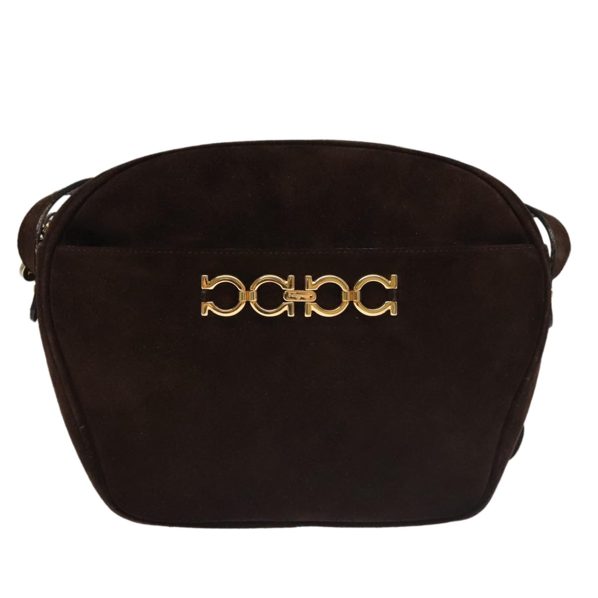 Salvatore Ferragamo Gancini Shoulder Bag Suede, Brown, Suede, Shoulder Bag