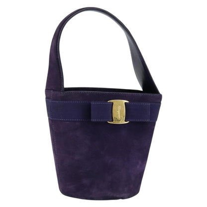 Salvatore Ferragamo Vara Bow Top Handle Bucket Bag Suede, PURPLE, SUEDE, Handbag