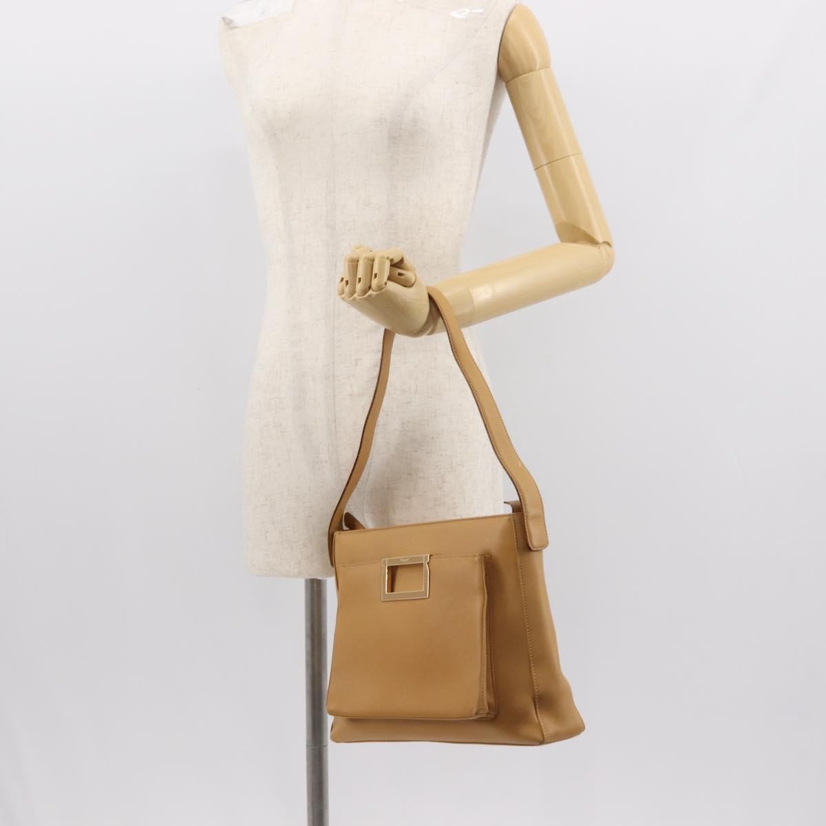 Salvatore Ferragamo Vintage Shoulder Bag Leather, BEIGE, LEATHER, Shoulder bag