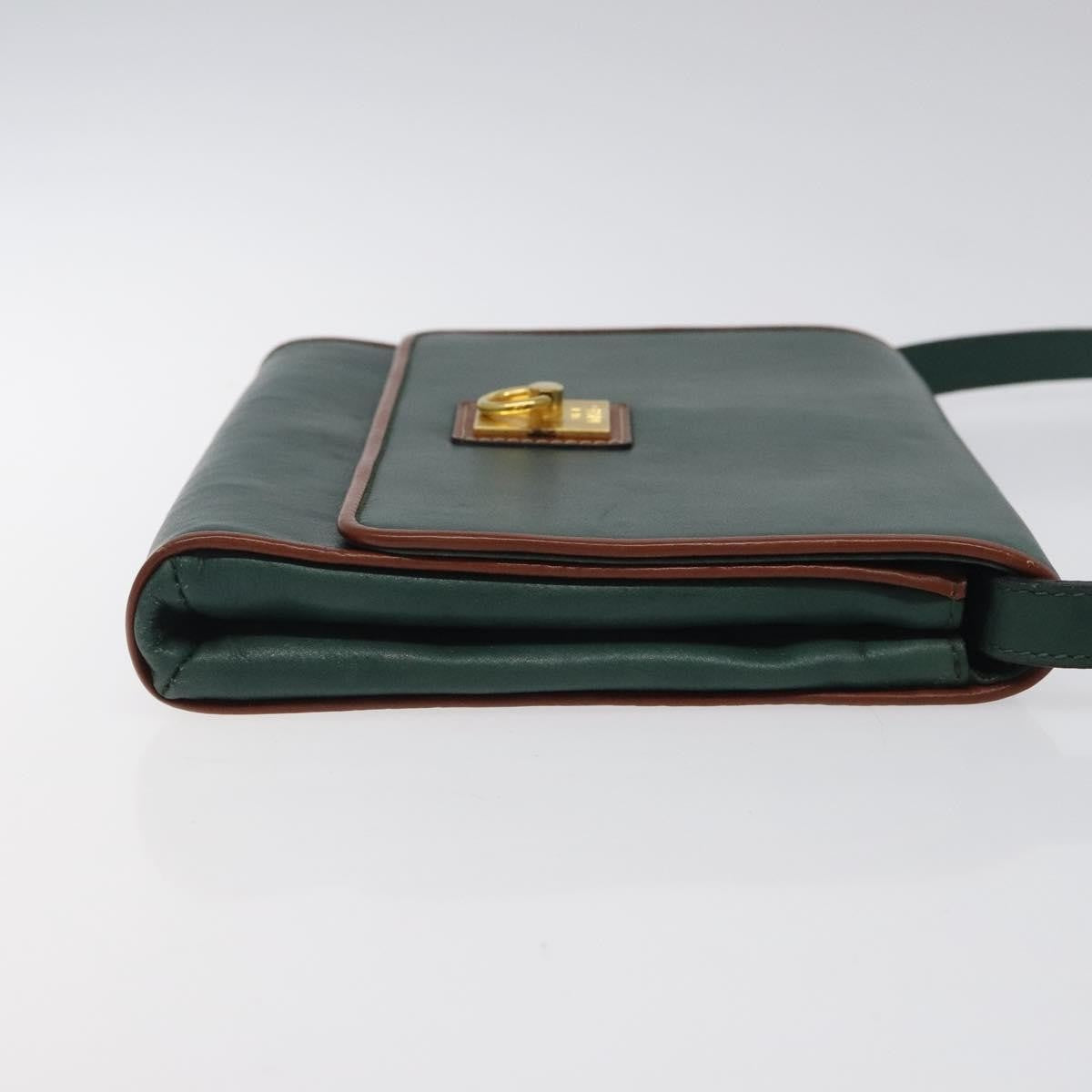 Celine Vintage Triomphe Flap Bag Leather, GREEN, LEATHER, Shoulder bag