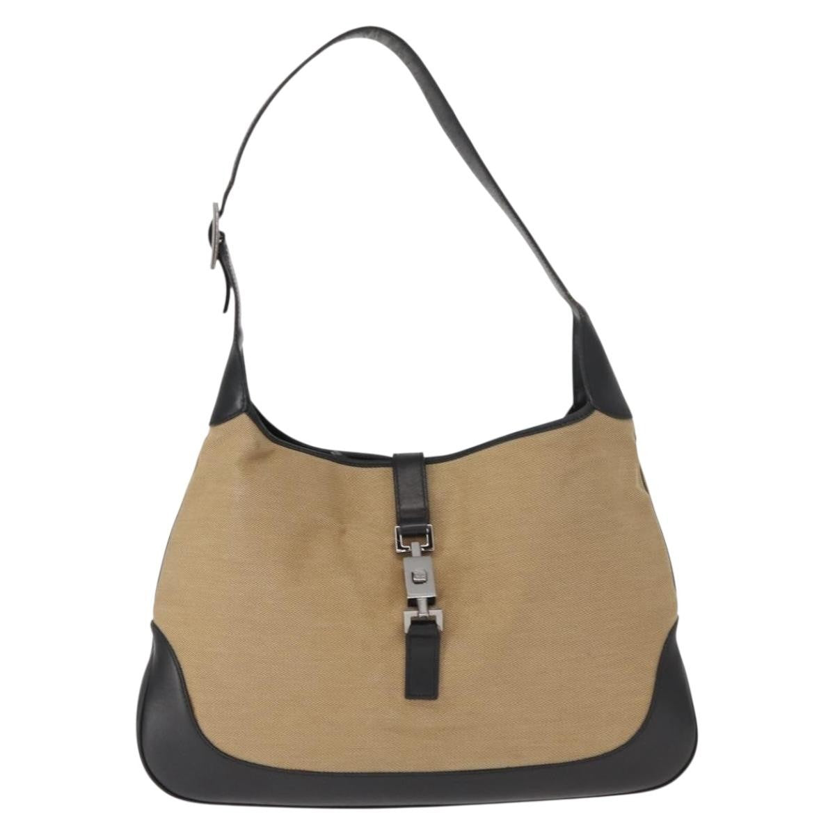 Gucci Vintage Jackie Handbag Canvas, BEIGE, CANVAS, Shoulder bag