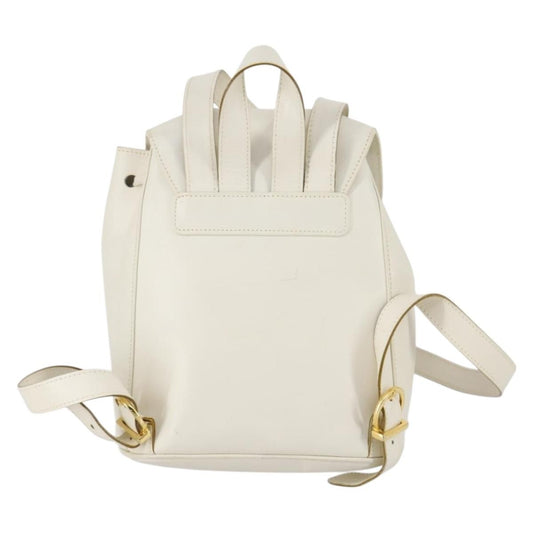 Salvatore Ferragamo Gancini Backpack Leather, WHITE, LEATHER, Backpack