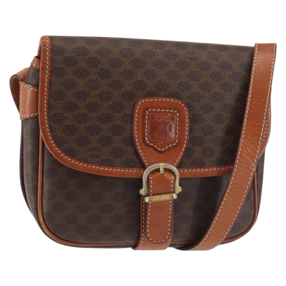 Celine Macadam Shoulder Bag PVC Leather, BROWN, CANVAS, Shoulder bag