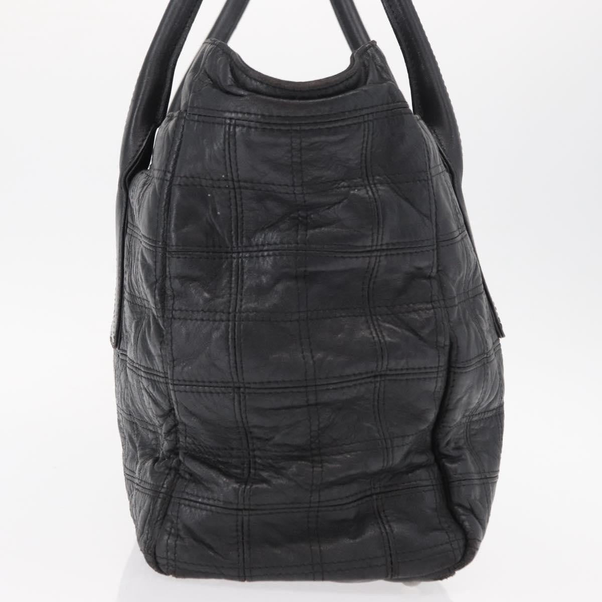 Chanel Lax Shopping Tote Square Quilted Leather, BLACK, LEATHER, Tote bag
