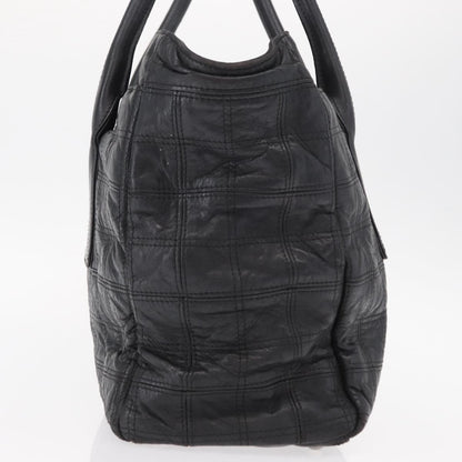Chanel Lax Shopping Tote Square Quilted Leather, BLACK, LEATHER, Tote bag