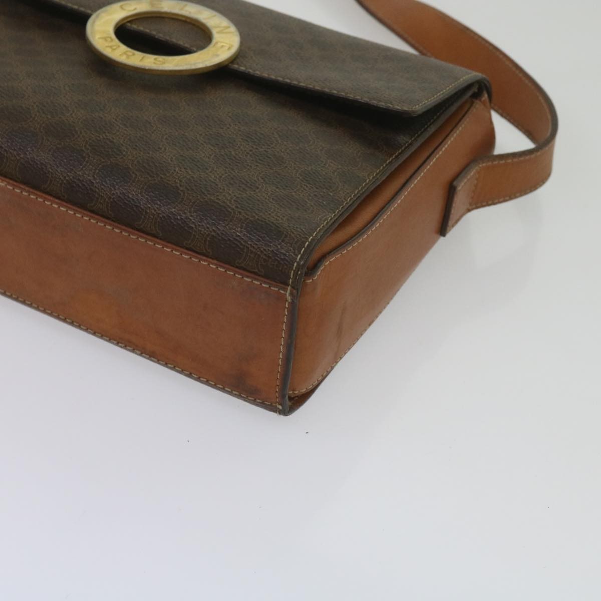 Celine Vintage Macadam Shoulder Bag Canvas and Leather, BROWN, CANVAS, Shoulder bag