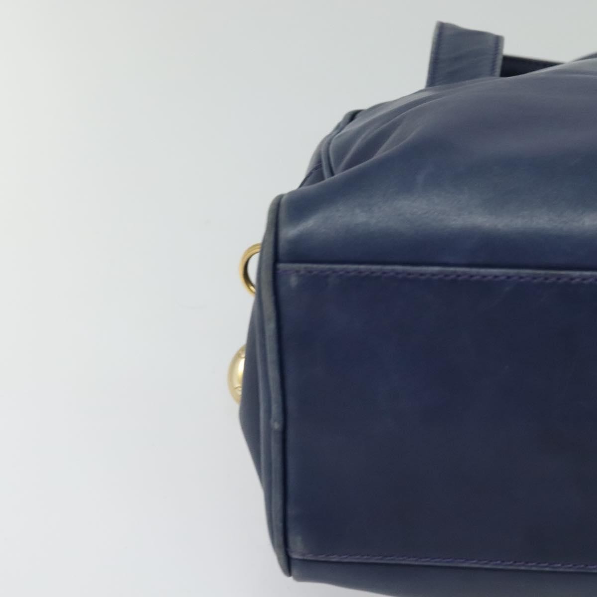 Celine Circle Logo Handbag Leather, BLUE, LEATHER, Handbag