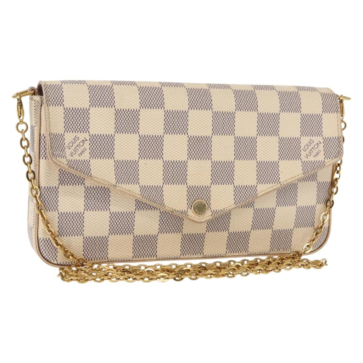 Louis Vuitton Felicie Pochette Damier, WHITE, CANVAS, Clutche & pouche