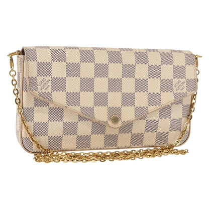 Louis Vuitton Felicie Pochette Damier, WHITE, CANVAS, Clutche & pouche