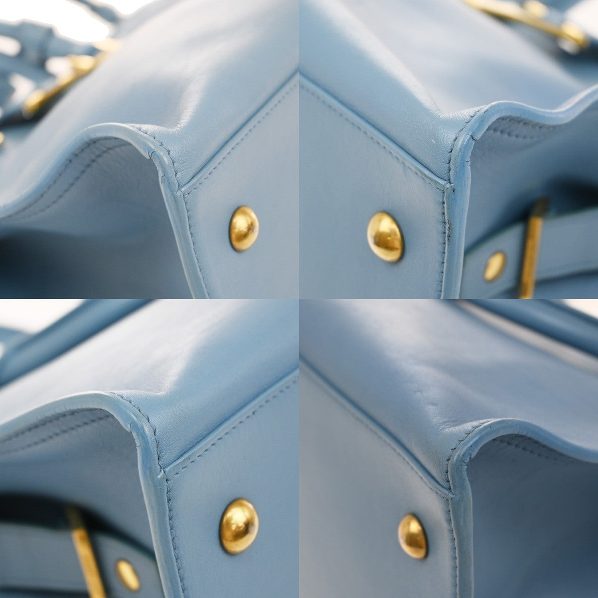 Saint Laurent Classic Y Cabas Leather, BLUE, LEATHER, Tote bag