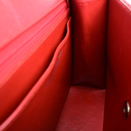 Chanel Vintage CC Flap Top Handle Calfskin Leather, RED, CALFSKIN, Handbag