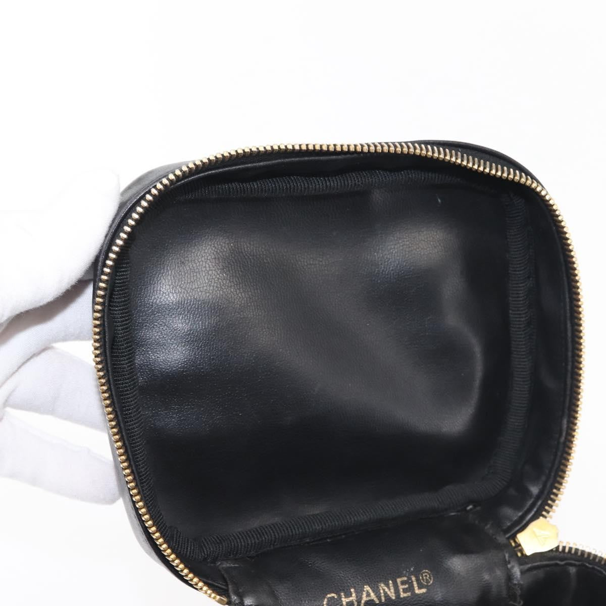 Chanel Vanity pouch Leather, BLACK, LEATHER, Toiletry Case
