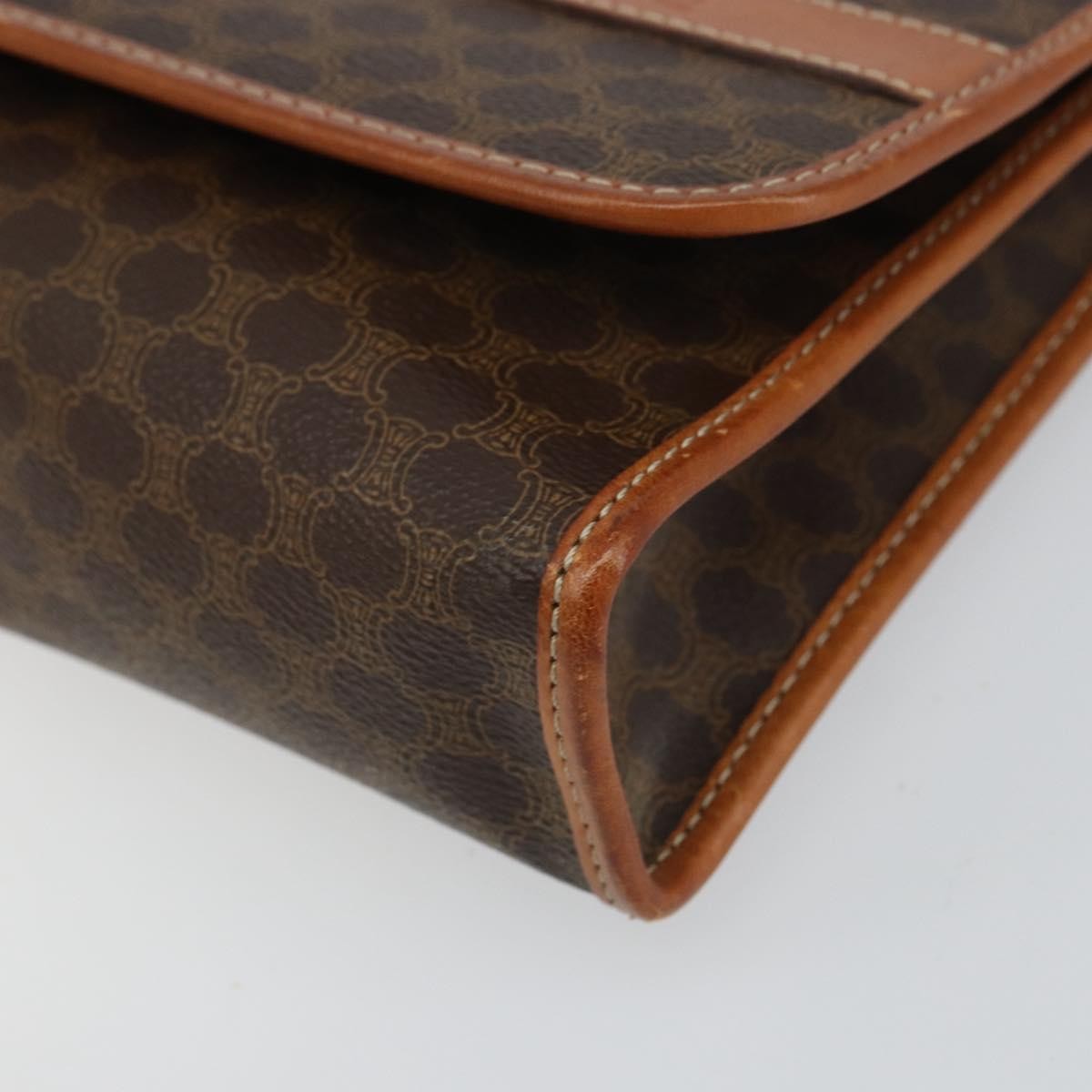 Celine Vintage Macadam Shoulder Bag Canvas and Leather, BROWN, CANVAS, Shoulder bag