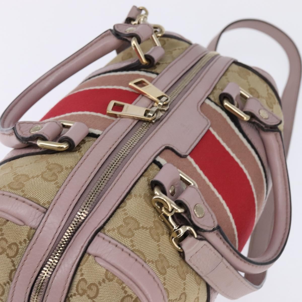 Gucci Vintage Web Boston Bag GG Canvas, BEIGE, CANVAS, Handbag