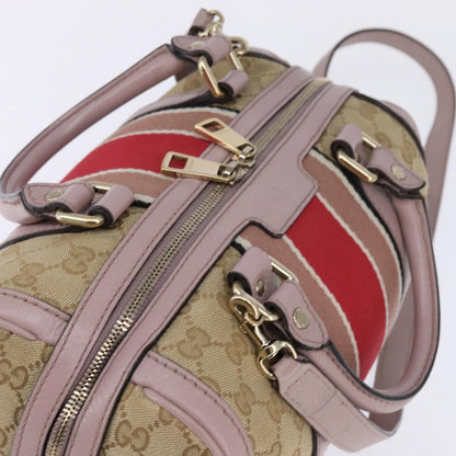 Gucci Vintage Web Boston Bag GG Canvas, BEIGE, CANVAS, Handbag