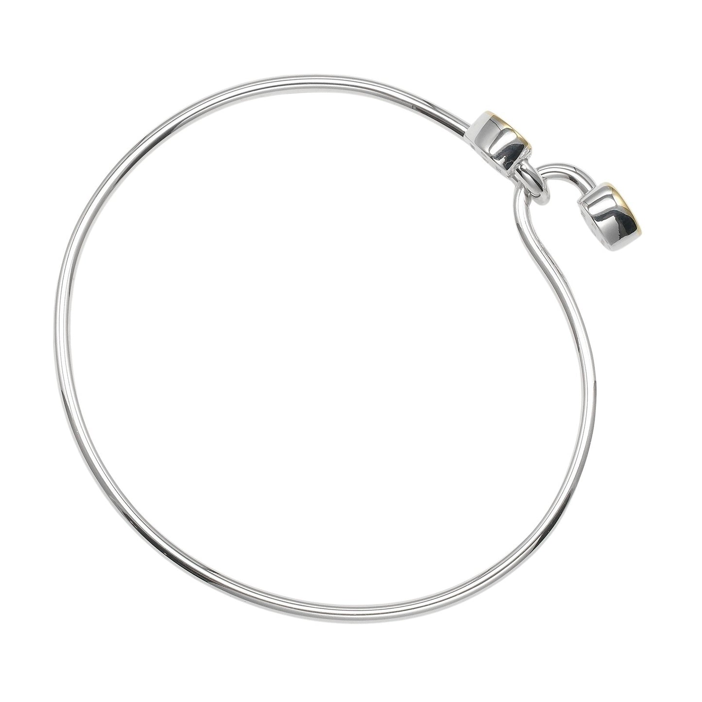Tiffany & Co. Double Heart Lock Bangle Bracelet Sterling Silver with 18K Yellow Gold, SILVER, SILVER, Bracelet