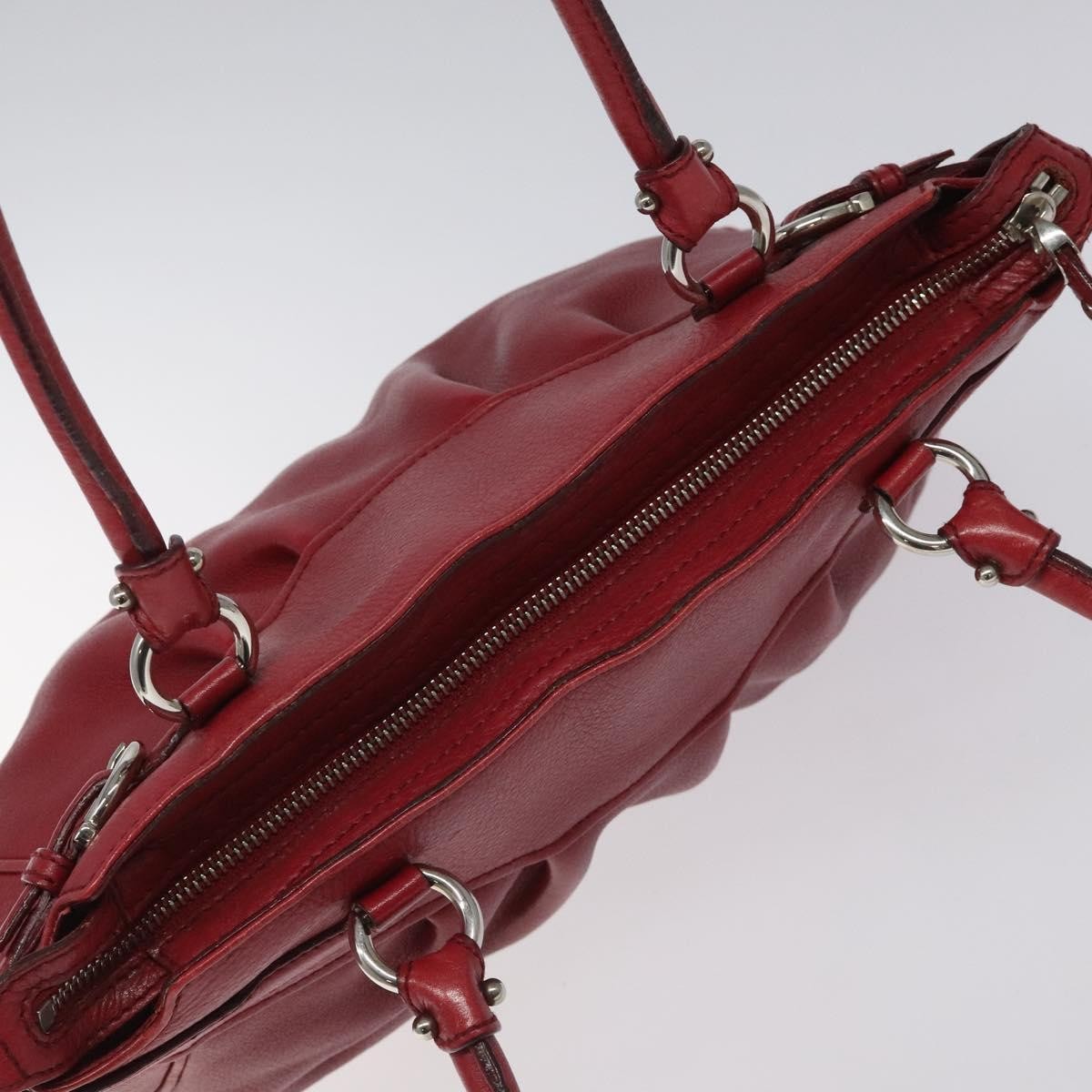 Salvatore Ferragamo Gancini handbag Leather, RED, LEATHER, Handbag